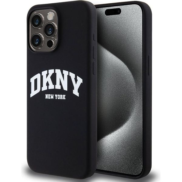 Dkny Dkhmp15Xsnyach Iphone 15 Pro Max6.7 Czarny/Nero Custodia Rigida In Silicone Liquido Bianco Logo Stampato Magsafe-image