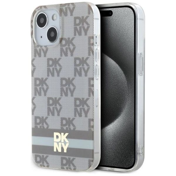 Dkny Dkhmp15Shcptse Custodia Rigida Per Iphone 15 / 14 / 136.1 BeżOwy/Beige Iml Con Motivo Mono A Scacchi E Strisce Stampate Magsafe-image