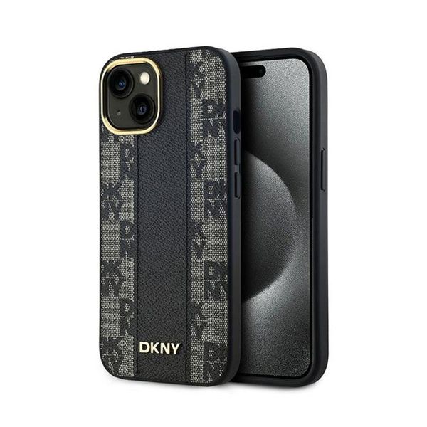 Dkny Dkhmp15Spcpvslk Custodia Rigida Per Iphone 15 / 14 / 136.1 Czarny/Nero In Pelle Con Motivo Mono A Scacchi Magsafe-image