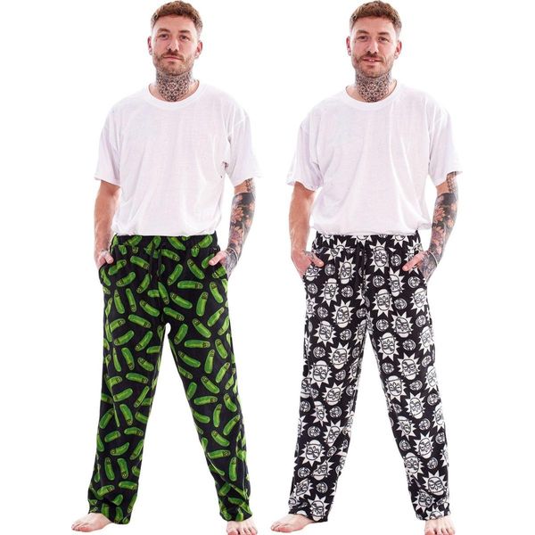 Rick And Morty - Pantaloni Da Salotto Per Uomo (Confezione Da 2) TC491 (M) (Verde/Nero/Bianco)-image