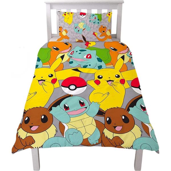 Pokemon - Biancheria Da Letto Con Stampa Ripetuta, Reversibile TC188 (Letto Matrimoniale) (Colorato)-image