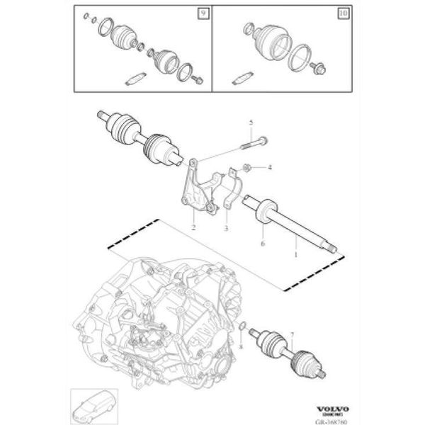 Volvo V40 V40CC S60 V60 XC60 Supporto Asse Destro Oe 30735440-image