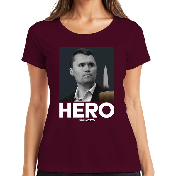 Charlie Kirk Eroe Riposa In Pace Consigliere Repubblicano Presidente Maglietta Da Donna, Borgogna, Xl-image