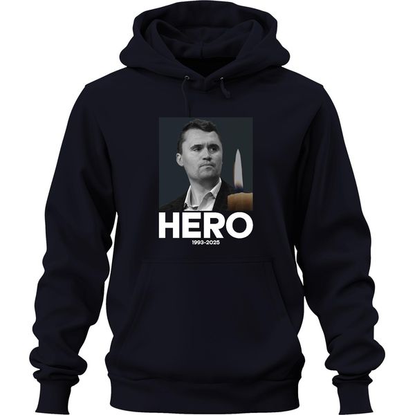 Charlie Kirk Eroe Riposa In Pace Consigliere Repubblicano Presidente Felpa Con Cappuccio Unisex, Navy, L-image