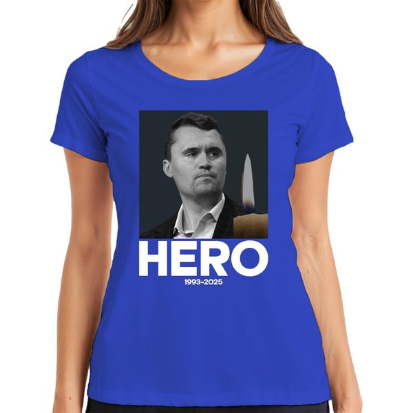 Charlie Kirk Eroe Riposa In Pace Consigliere Repubblicano Presidente Maglietta Da Donna, Blu, Xl-image
