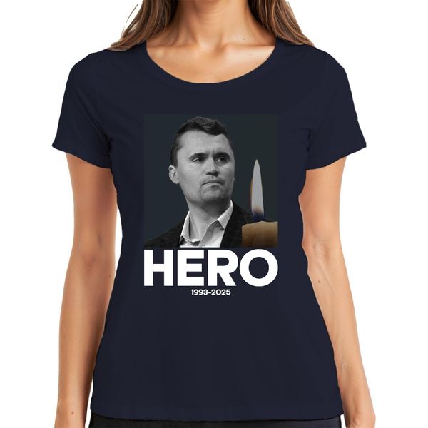 Charlie Kirk Eroe Riposa In Pace Consigliere Repubblicano Presidente Maglietta Da Donna, Navy, M-image