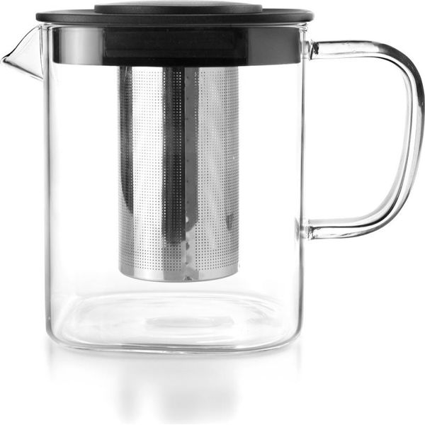 Teiera Ibili-Kristall, Acciaio Inossidabile 18/10/Vetro Borosilicato, 18,5X11X13,5 Cm, Argento/Nero-image