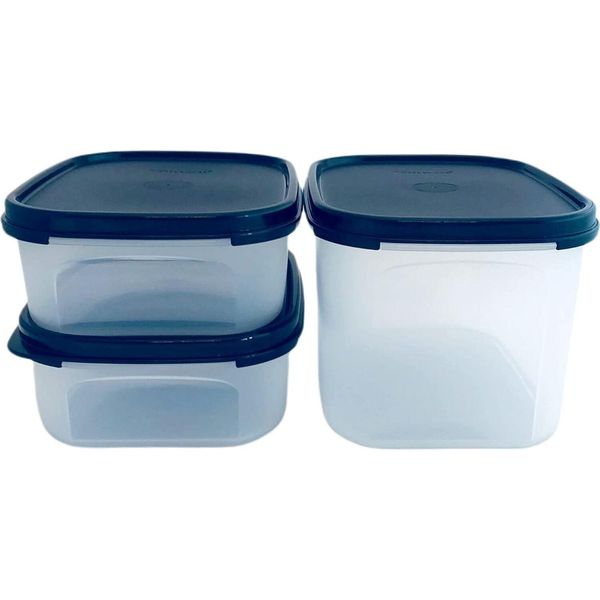 Tupperware Eidgenosse SET(3) 2X 850 Ml + 1X 1,9L Nero Quadrato Compactus Contenitore Compatto Per La Conservazione Contenitore Modulare Per La Conservazione Di Alimenti Freschi E Secchi Lattine-image