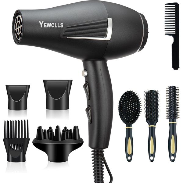 Asciugacapelli Asciugacapelli Agli Ioni Asciugatura Rapida Salone 2100W Asciugacapelli Professionale 2 Velocità 3 Impostazioni Di Calore 2 Concentratore 4 Pettini 1 Diffusore-image