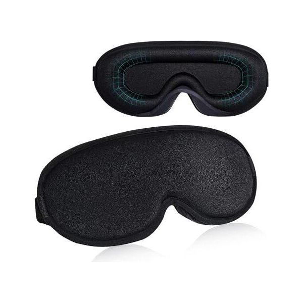 Maschera Per Il Sonno, Traspirante 3D Per Il Sonno Laterale, 100% Leggera, Cinghia Elastica Regolabile, Morbida Schiuma Di Memoria Per Gli Occhi Unisex (Nero)-image