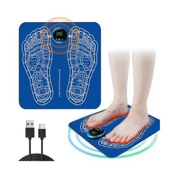 Massaggiatore Plantare Ems, Portatile Elettrico Usb Pieghevole Stimola La Circolazione Sanguigna, Allevia I Dolori Muscolari, 8 Modalità 19 Intensità-image
