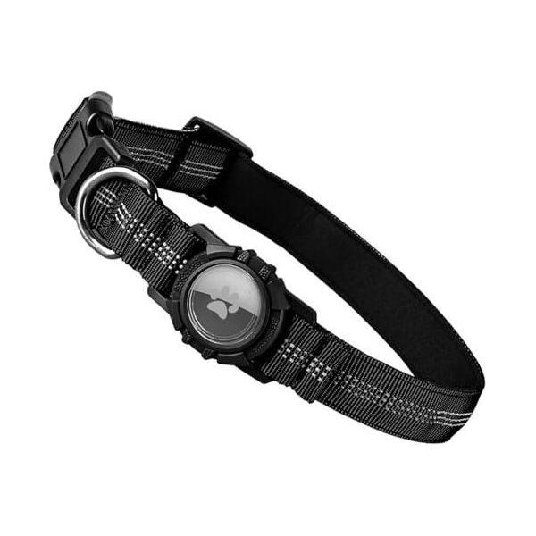 Collare Per Cani Airtag, Collare Riflettente Impermeabile Con Supporto Air Tag Tracker, Collare Regolabile Per Cani Di Piccola, Media E Grande Taglia (Nero, S)-image