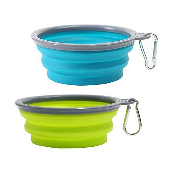 Confezione 2 Ciotole Per Cani, Ciotola Pieghevole Da Viaggio, Gustosa Ciotola Da Alpinismo Con Moschettone Per Gatti, Cani Da Compagnia, Acqua E Cibo, 350 Ml-image