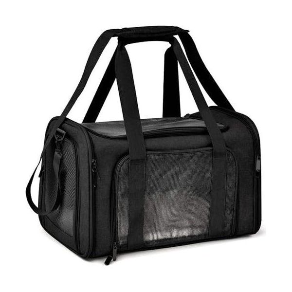 Borsa Da Trasporto Per Gatti/Cani, Cassa Per Cani, Pieghevole Portatile, Cassa Da Trasporto Da 5 Kg Per Cani Di Media Taglia, Gatti (M, Nero) L 43 X L 28 H Cm-image