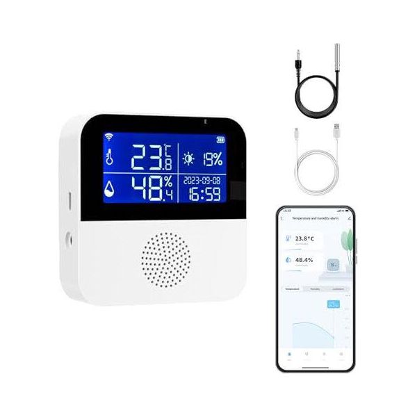 Emylo Wifi Termometro Igrometro Da Interno Tuya Sensore Di Temperatura Ambiente App Intelligente Registrazione Dati Camera Del Bambino, Accessori Per Serre, Garage-image