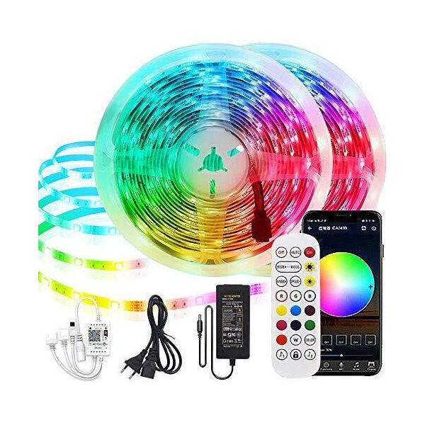 Xunata Striscia Led 20 M, Striscia Wifi 5050 Rgb, Controllo App Intelligente, Sincronizzazione Musica, Telecomando Compatibile Alexa, Echo Google Home Camera Da Letto, Casa, Cacciavite-image