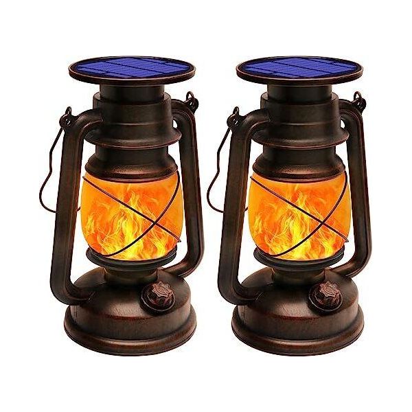 Shinmax Lanterna Solare Da Esterno, Confezione Da 2, Lanterne Retro Da Esterno, Effetto Fiamma Sospesa, Luce, Impermeabile, Lanterne Led Vintage, Lampade-image