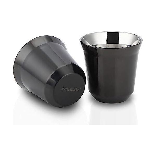 Easyworkz Tazze Da Espresso In Acciaio Inox A Doppia Parete Isolate Demitasse Set 2 Resistente Al Calore 150 Ml-image