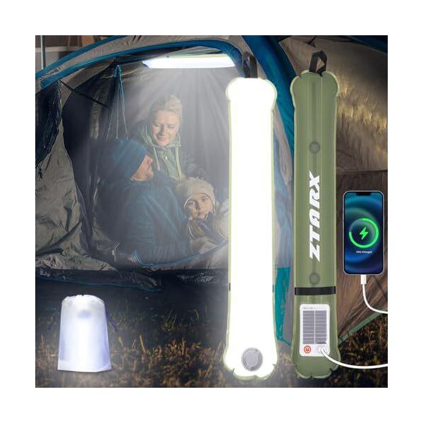 Lampada Da Campeggio A Led Ricaricabile E Pieghevole Banca Di Energia Solare 2 Metodi Di Ricarica (Solare/Usb) 4 Modalità Campeggio All'aperto, Interruzioni Di Corrente, Emergenza, Emergenza-image