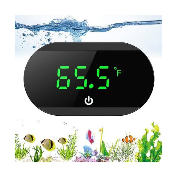 Loficoper Termometro Per Acquari A Led, Termometro Marino Digitale Senza Fili ℃/℉, Display Touch, Acqua Dolce, Mare - Nero-image