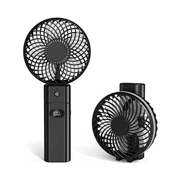 Ventilatore Portatile Usb Jonwall, Mini Ventilatore Da Tavolo Portatile Alimentato A Batteria Ricaricabile Da 5200 Mah Con Funzione Di Powerbank 5 Velocità,-image