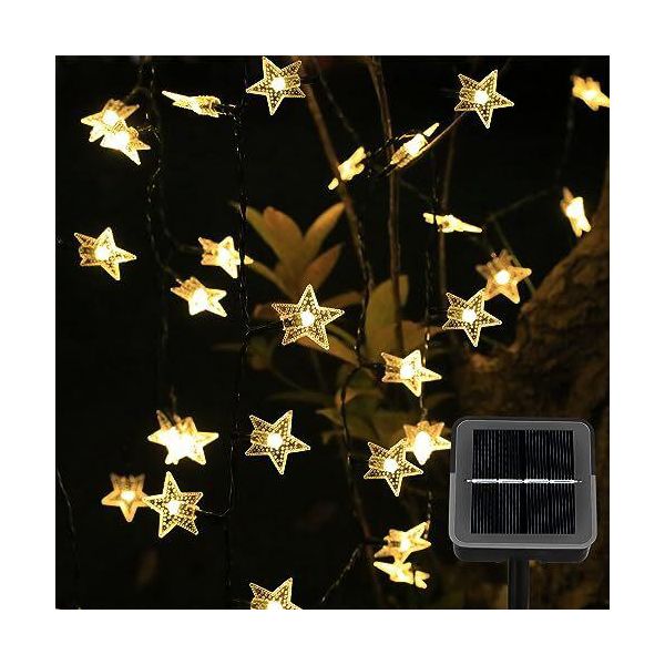 Ninonly Outdoor Solar Fairy Lights, 14 M, 120 Led Stelle, Decorazione Giardino Esterno, 8 Modalità, Resistente Alle Intemperie, Luci Natale, Matrimonio, Balcone-image