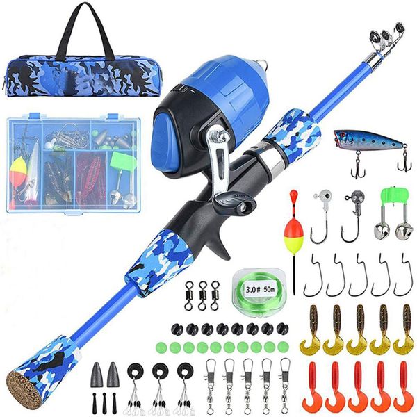 Canne Da Pesca Per Bambini Canne Telescopiche Portatili E Mulinelli -Combo- Kit Per Adolescenti -Ragazze Con Lenze-image