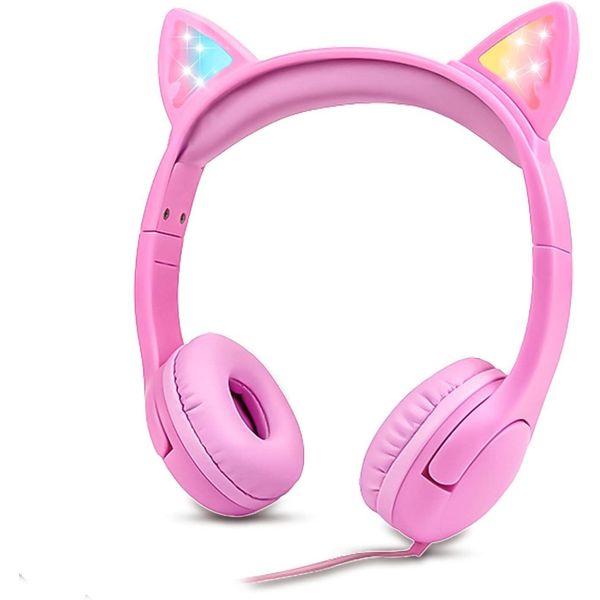 Per Bambini Con Volume Del Microfono Limitato A 85 Db E Illuminazione A Led - Cuffie A Filo Con Interfaccia Per La Condivisione Di Cuffie Stereo-image