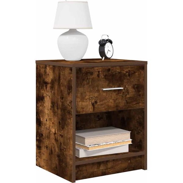 Maison Exclusive - Comodino Con Cassetto In Rovere Affumicato 40X34X50 Cm-image