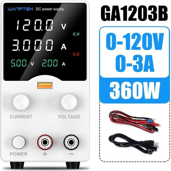 Alimentatore Dc, Tensione Regolabile, Connessione Per Ricarica Rapida, Bianco 0-120V 0-3A, Bianco 0-120V 0-3A-image