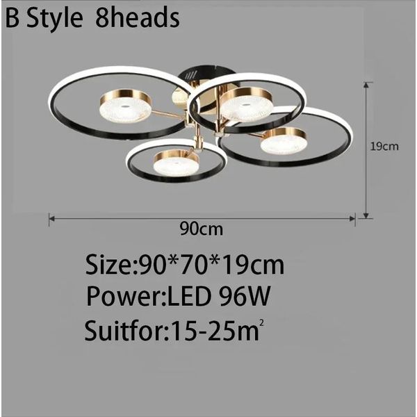 Plafoniera, Design Moderno E Minimalista, Funzione Dimmerabile, B 8 Teste, 3 Colori No Telecomando-image