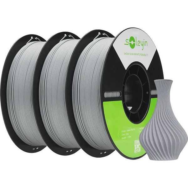 Filamento Per Stampante 3D, Diametro 1,75 Mm, Materiale Ecologico, Grigio 3 Kg-image