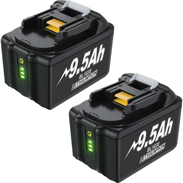 Batteria Di Ricambio Compatibile Per Makita 18V, Li-Ion 9500 Mah (9,5 Ah), BL1830/BL1860/BL1890, Beige-image