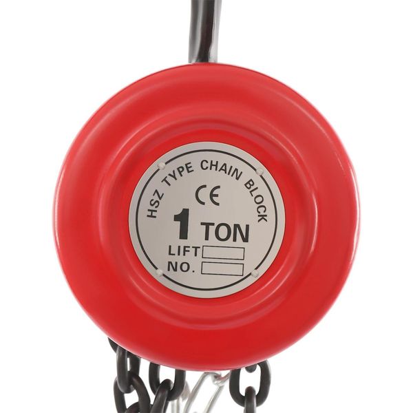 Paranco Manuale A Catena / Paranco A Catena - Manuale - 1 T - Altezza Di Sollevamento 3 M - Apertura Del Gancio 3,4 Cm - Manganese E Acciaio Legato - Compatto 14,2×12,2 Cm - Rosso-image
