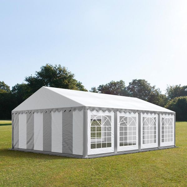 Toolport Tendone Per Feste 6X8 M Pvc Grigio-Bianco 100% Impermeabile Tendone Da Esterno Tenda Party-image