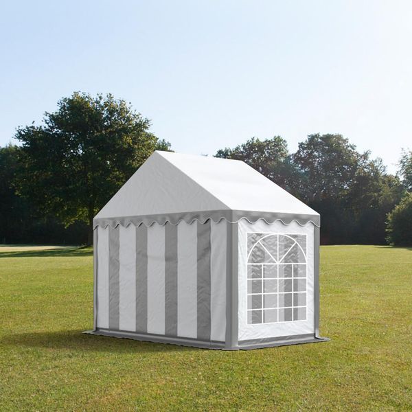 Toolport Tendone Per Feste 3X3 M Pvc Grigio-Bianco 100% Impermeabile Tendone Da Esterno Tenda Party-image