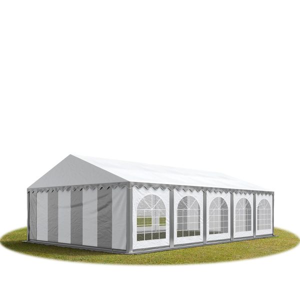 Toolport 5X10 Mtendone Per Feste Premium Pvc Grigio-Bianco 100% Impermeabile Tendone Da Esterno Tenda Party-image