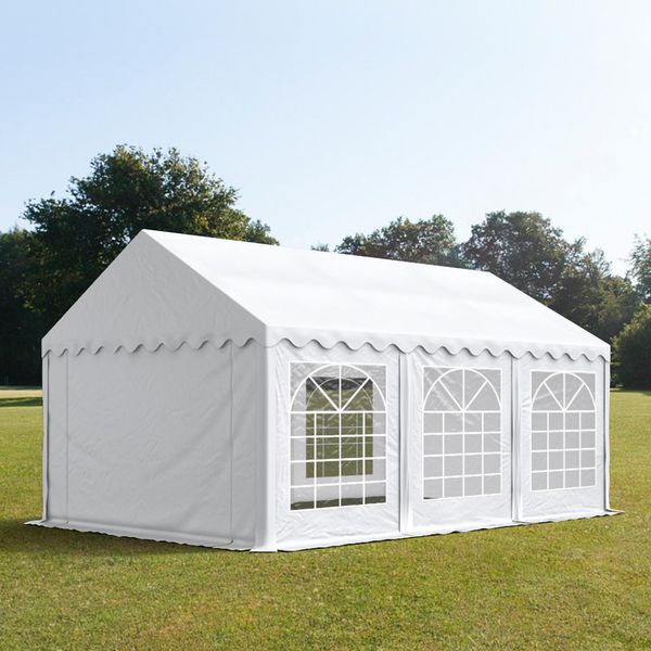 Toolport Tendone Per Feste 4X6 M Pvc Ritardante Di Fiamma - Bianco 100% Impermeabile Tendone Da Esterno Tenda Party-image