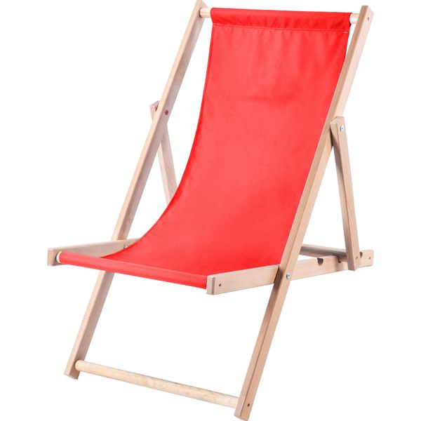 Sdraio Kadax, Sedia Da Spiaggia In Legno, Lettino "Tulon"" Con Portata Fino A 120 Kg, Rosso"-image