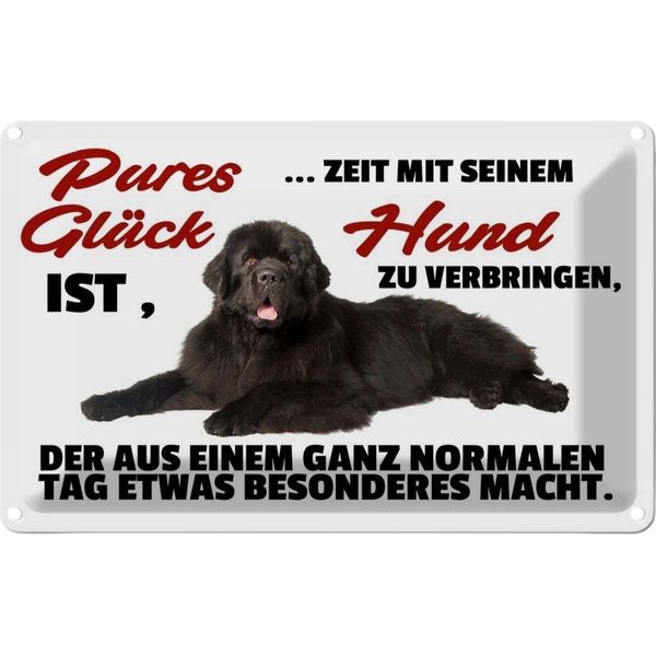 Vianmo Insegna Di Latta 20X30 Cm Pures GlüCk Ist Zeit Mit Hund-image