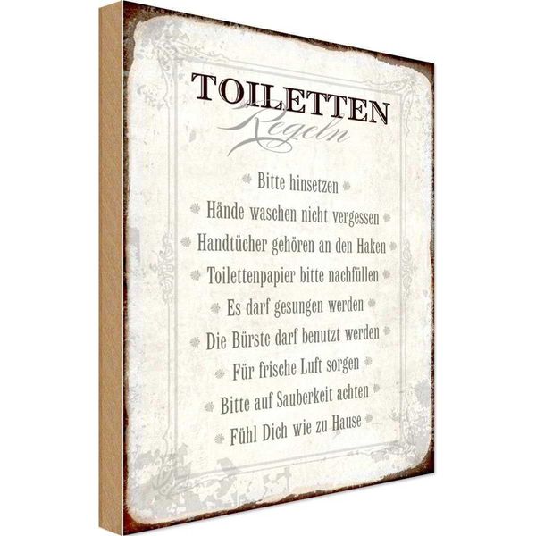 Vianmo Insegna In Legno 18X12 Cm Toiletten Regeln Haus-image