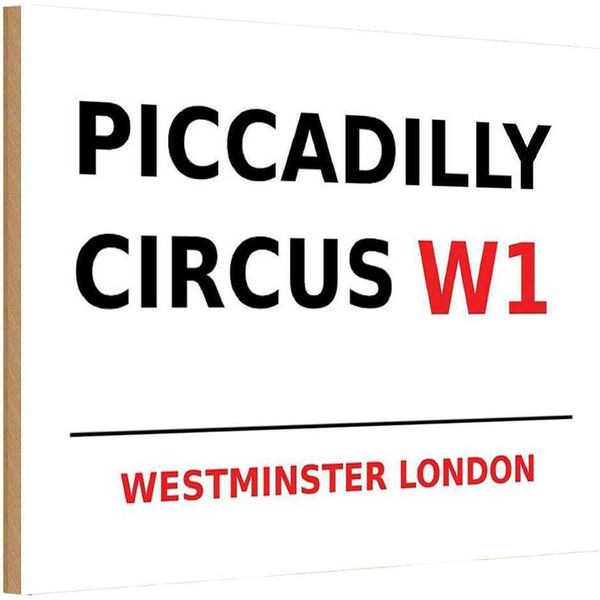 Vianmo Insegna In Legno 12X18 Cm Westminster Piccadilly Circus W1-image