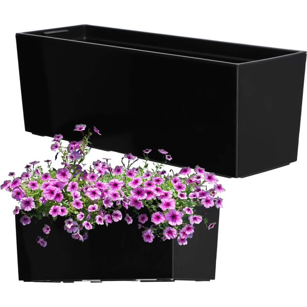 Vaso Da Fiori Kadax "Fontana"" Con Inserto, 56 Cm, Vaso Da Fiori Per Esterni, Motivo Liscio, Nero"-image