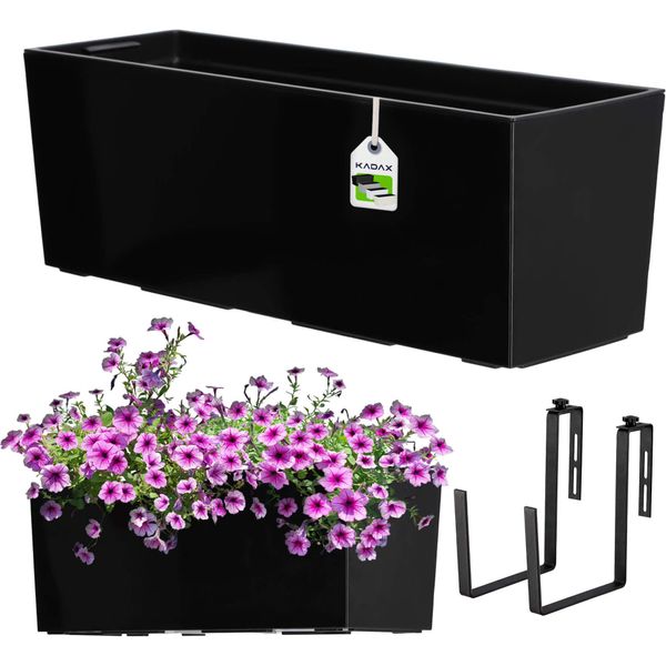Kadax Vaso Da Fiori Con Inserto "Fontana"", 56 Cm, Con Staffe, Motivo Liscio, Nero"-image