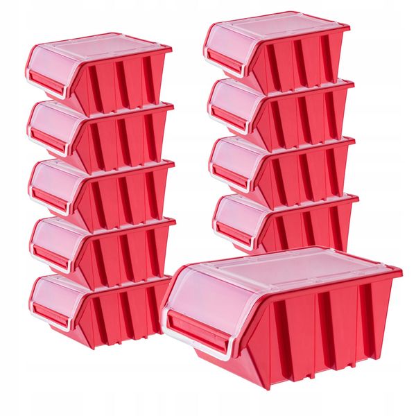 Cassetta Porta Attrezzi Kadax "Gusum"", Cassetta Con Sportello In Plastica Pp, Rosso, 10 Pezzi, 16X10 Cm"-image