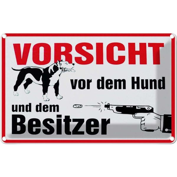 Vianmo Insegna Di Latta 20X30 Cm Vorsicht Vor Hund Und Besitzer-image