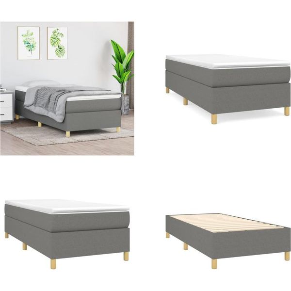 Vidaxl Letto Boxspring Grigio Scuro 100X200 Cm In Tessuto - Letto Boxspring - Boxspringbetten - Bett - SchlafzimmermöBel-image