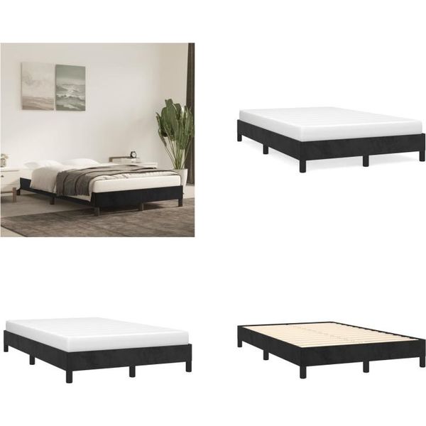Vidaxl Struttura Letto Nera 120X200 Cm In Velluto - Struttura Letto - Cornici Letto - Struttura Letto - Letto-image