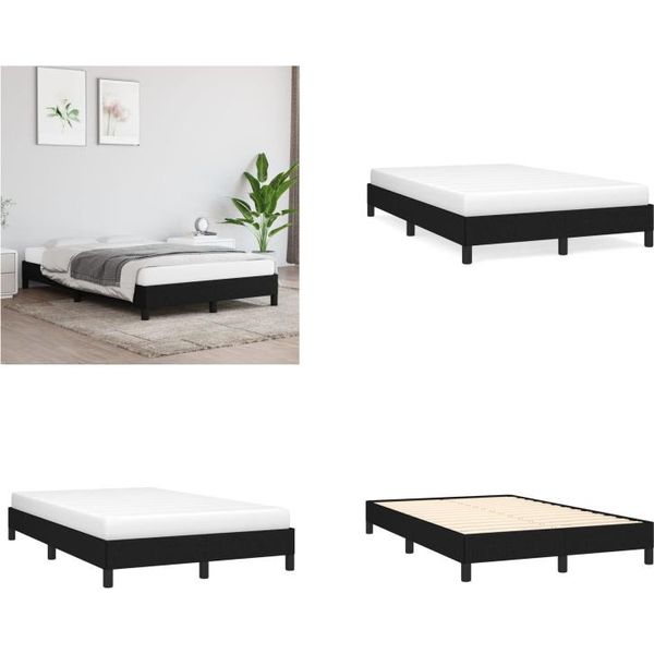 Vidaxl Struttura Letto Nera 120X200 Cm In Tessuto - Struttura Letto - Cornici Letto - Struttura Letto - Letto-image