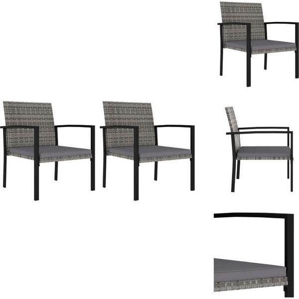 Vidaxl Sedie Da Pranzo Da Giardino 2 Pz. Poli Rattan Grigio - Sedie Da Giardino-image